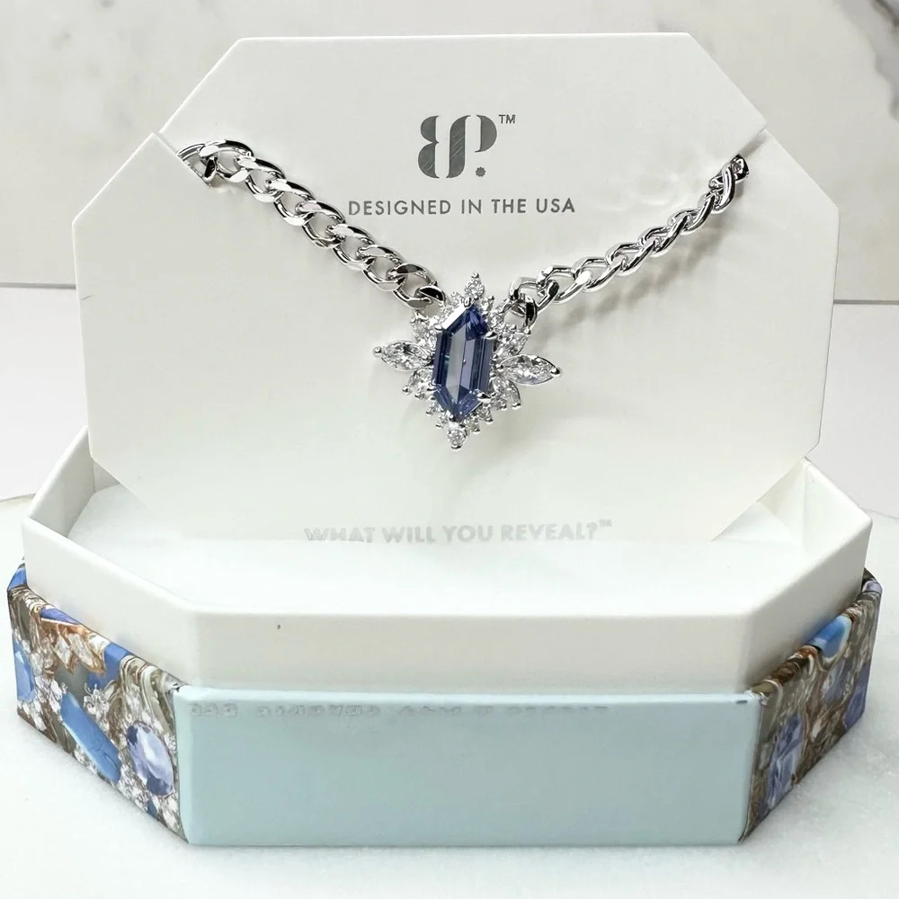 Bomb Party December Tanzanite Necklace Rhodium Plating RBP8504 - Picture 1 of 5